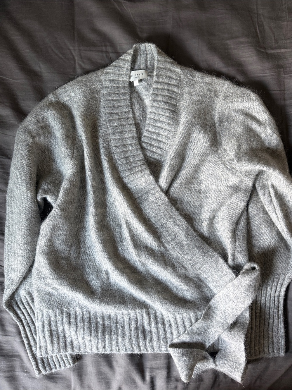 Ted Baker Light Gray Wrap Cardigan Sweater